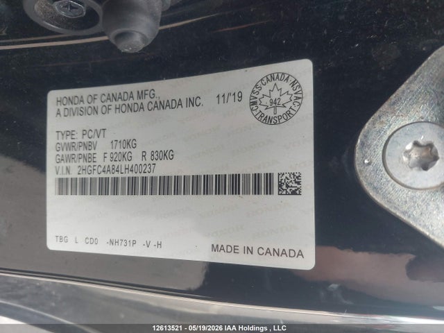 Aukcja sprzedaży 2020 Honda Civic Sport, vin: 2HGFC4A84LH400237, numer aukcji: 12613521