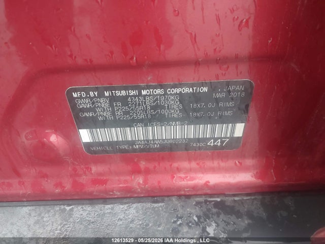 Продаж на аукціоні авто 2018 Mitsubishi Rvr Se Limited/gt, vin: JA4AJ4AW5JU602232, номер лоту: 12613529