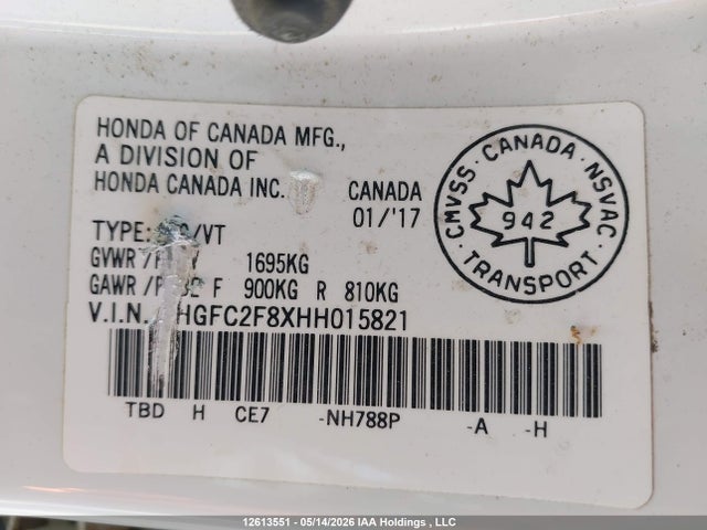 Honda CIVIC EX 2017 2HGFC2F8XHH015821 Image 9