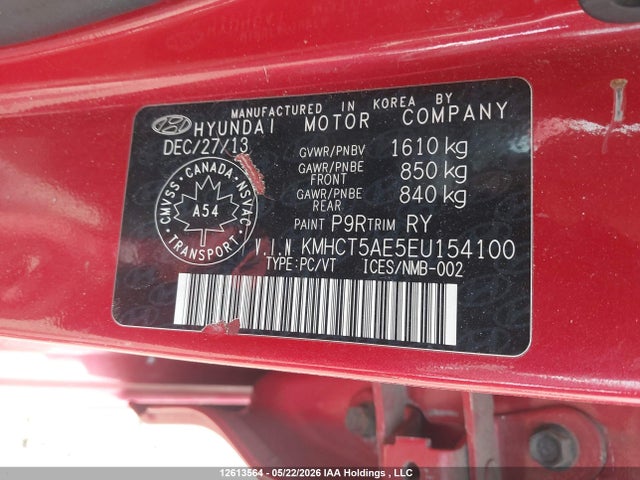 2014 Hyundai Accent მანქანა იყიდება აუქციონზე, vin: KMHCT5AE5EU154100, აუქციონის ნომერი: 12613564