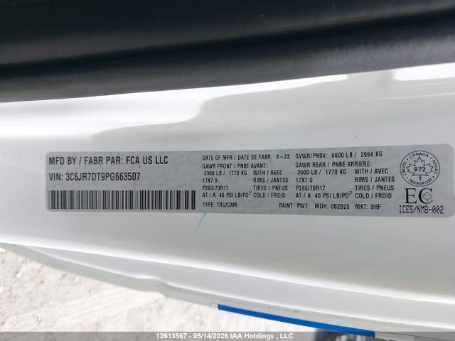 3C6JR7DT9PG663507 RAM 1500 Classic Tradesman