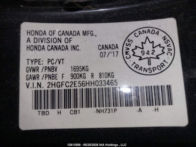 2HGFC2E56HH033465 Honda Civic Lx