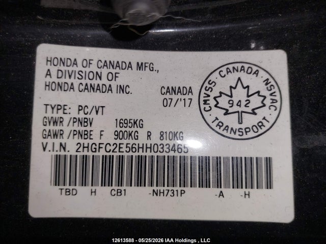 2HGFC2E56HH033465 Honda Civic Lx