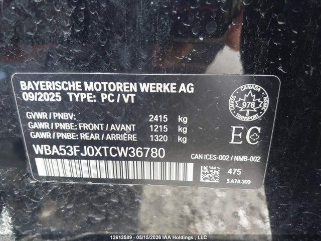Продажа на аукционе авто 2026 Bmw 530 Xi, vin: WBA53FJ0XTCW36780, номер лота: 12613589