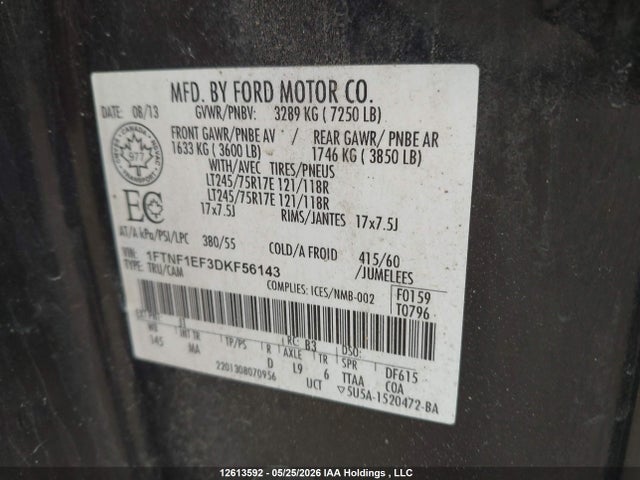 Продажа на аукционе авто 2013 Ford F-150 Xlt, vin: 1FTNF1EF3DKF56143, номер лота: 12613592