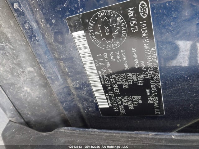 Aukcja sprzedaży 2023 Hyundai Santa Fe, vin: 5NMS3DAJ4PH567594, numer aukcji: 12613613