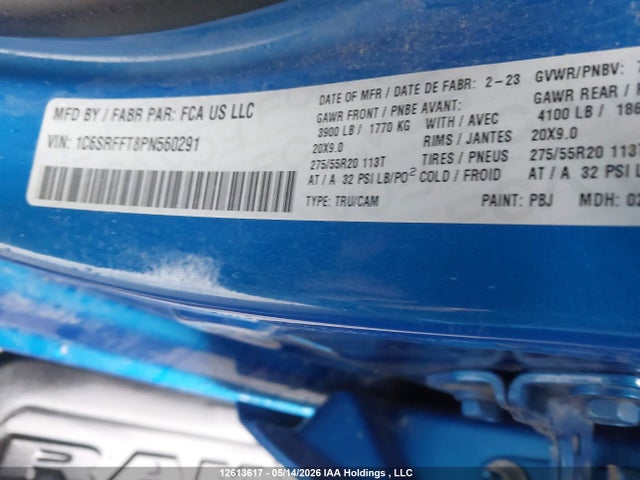 2023 Ram 1500 Big Horn/lone Star მანქანა იყიდება აუქციონზე, vin: 1C6SRFFT8PN560291, აუქციონის ნომერი: 12613617