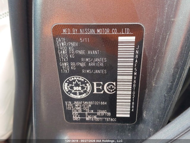 Продажа на аукционе авто 2011 Nissan Juke, vin: JN8AF5MV8BT021884, номер лота: 12613619