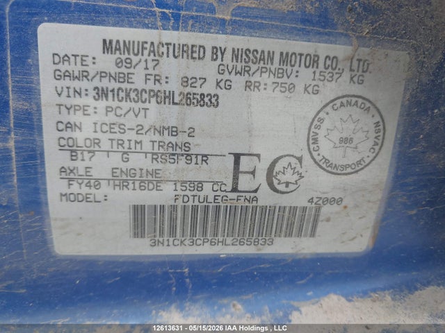 3N1CK3CP6HL265833 Nissan Micra