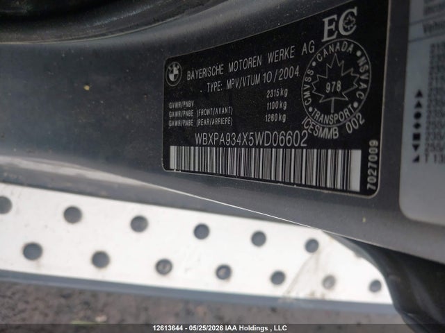 2005 Bmw X3 3.0i მანქანა იყიდება აუქციონზე, vin: WBXPA934X5WD06602, აუქციონის ნომერი: 12613644