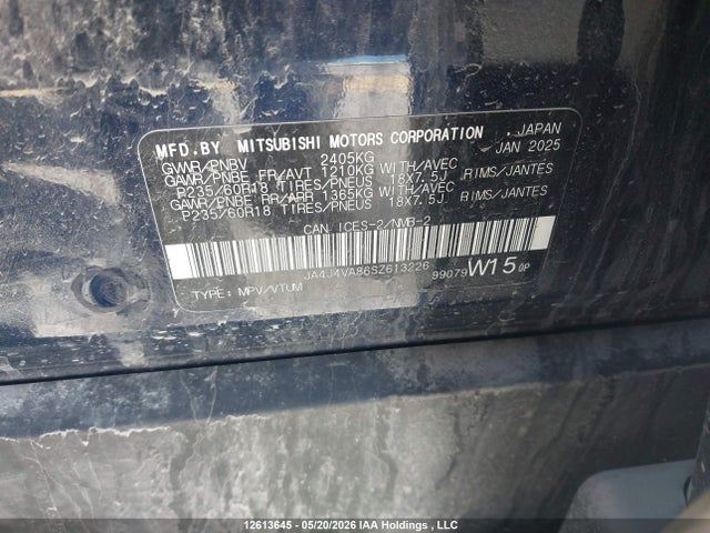Aukcja sprzedaży 2025 Mitsubishi Outlander, vin: JA4J4VA86SZ613226, numer aukcji: 12613645