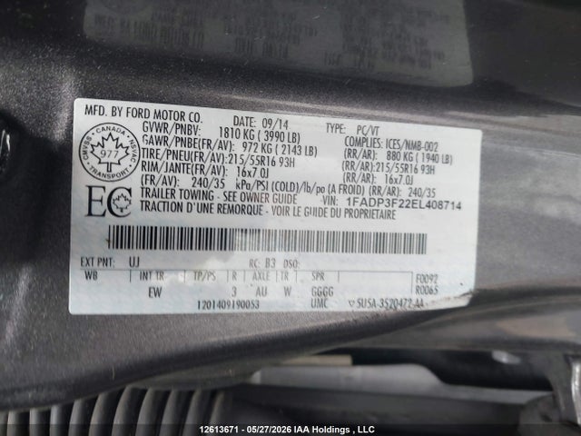 Продажа на аукционе авто 2014 Ford Focus Se, vin: 1FADP3F22EL408714, номер лота: 12613671