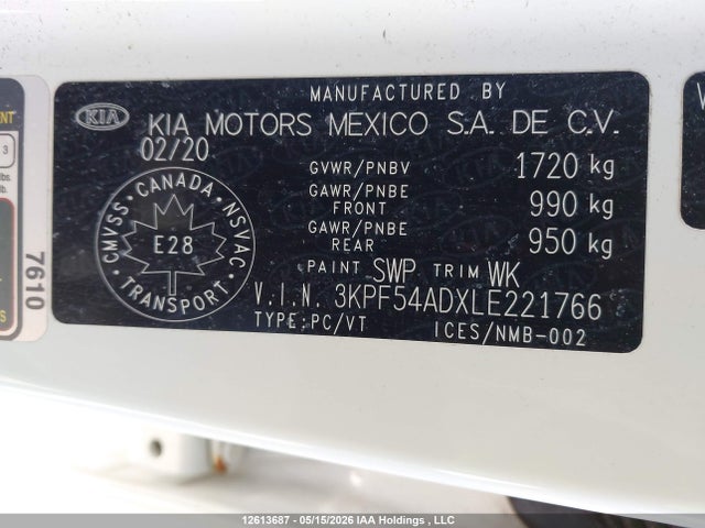 Aukcja sprzedaży 2020 Kia Forte Ex, vin: 3KPF54ADXLE221766, numer aukcji: 12613687
