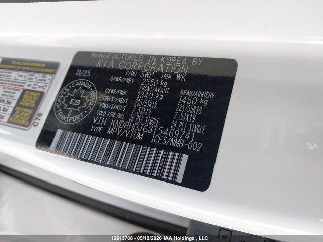 Aukcja sprzedaży 2026 Kia Sorento Hybrid, vin: KNDRHDJG3T5469741, numer aukcji: 12613708