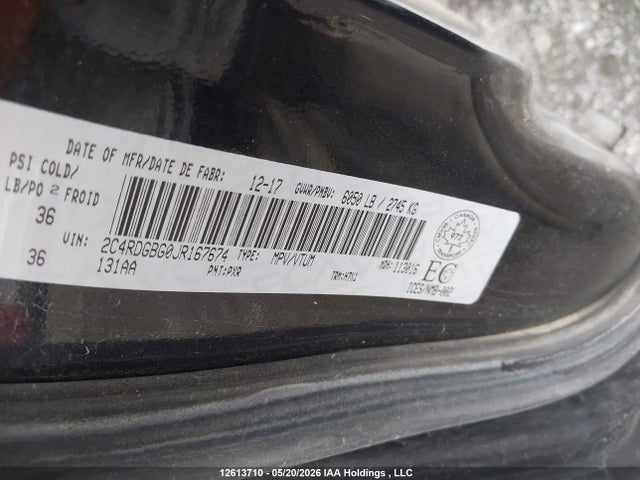 2C4RDGBG0JR167674 Dodge Grand Caravan Cvp/sxt