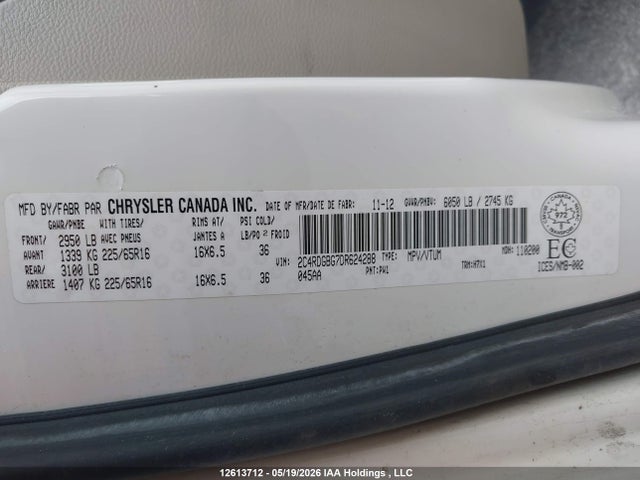 Aukcja sprzedaży 2013 Dodge Grand Caravan Se, vin: 2C4RDGBG7DR624288, numer aukcji: 12613712