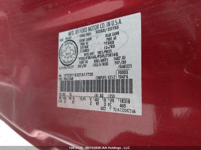 Auction sale of the 2002 Ford Ranger, vin: 1FTZR11E32TA17728, lot number: 12613725
