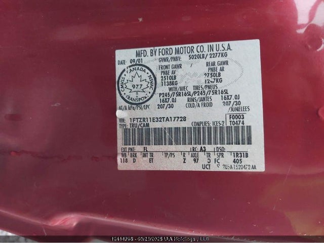 Auction sale of the 2002 Ford Ranger, vin: 1FTZR11E32TA17728, lot number: 12613725