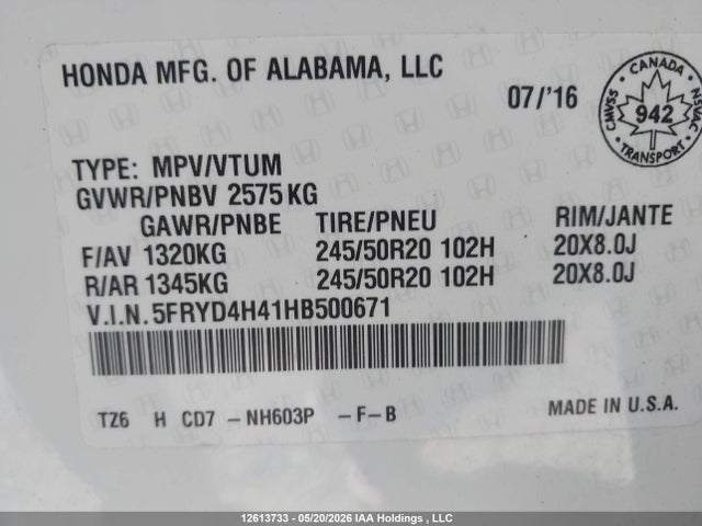 Продажа на аукционе авто 2017 Acura Mdx Navigation Package, vin: 5FRYD4H41HB500671, номер лота: 12613733