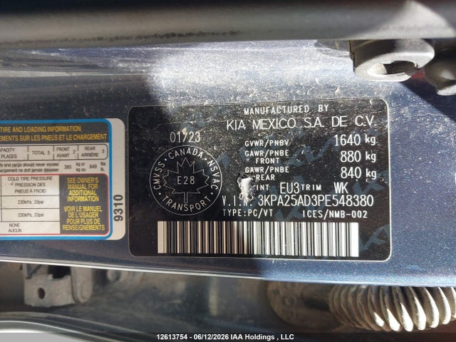 Продаж на аукціоні авто 2023 Kia Rio S, vin: 3KPA25AD3PE548380, номер лоту: 12613754