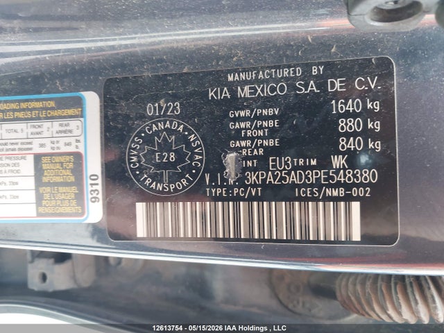 Продаж на аукціоні авто 2023 Kia Rio S, vin: 3KPA25AD3PE548380, номер лоту: 12613754