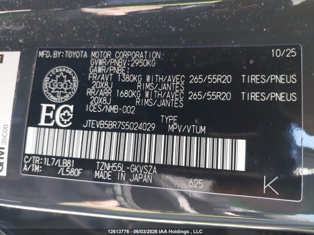 Auction sale of the 2025 Toyota 4runner Hybrid, vin: JTEVB5BR7S5024029, lot number: 12613776
