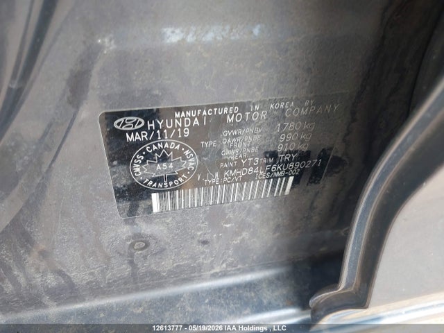 Aukcja sprzedaży 2019 Hyundai Elantra Sel/value/limited, vin: KMHD84LF6KU890271, numer aukcji: 12613777