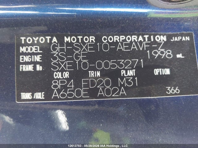 12613783 :رقم المزاد ، SXE100053271 vin ، 2004 Toyota Altezza مزاد بيع