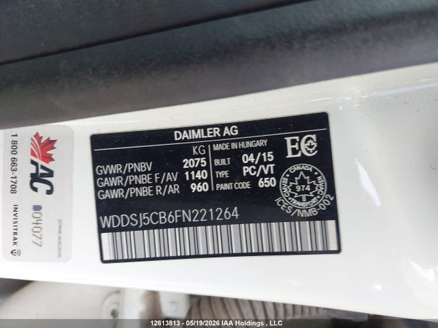 12613813 :رقم المزاد ، WDDSJ5CB6FN221264 vin ، 2015 Mercedes-benz Cla 45 Amg 4matic مزاد بيع