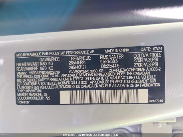 Aukcja sprzedaży 2025 Polestar 3 Long Range Dual Motor/long Range Dual Motor Plus, vin: YSREA3YB3SB022039, numer aukcji: 12613829