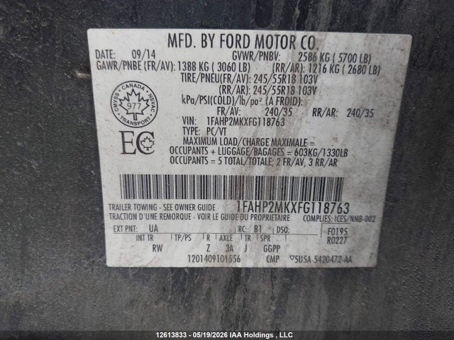 Продаж на аукціоні авто 2015 Ford Taurus Police Interceptor, vin: 1FAHP2MKXFG118763, номер лоту: 12613833