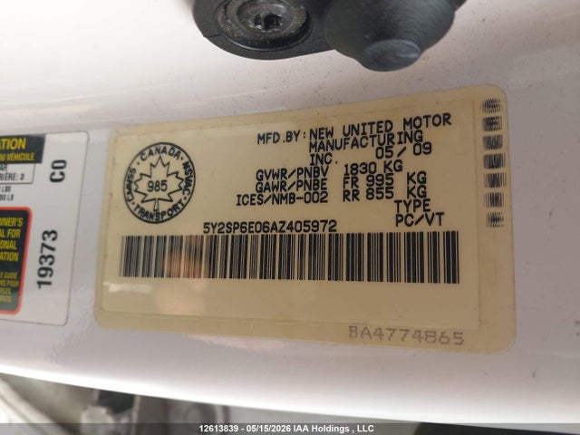 Aukcja sprzedaży 2010 Pontiac Vibe, vin: 5Y2SP6E06AZ405972, numer aukcji: 12613839