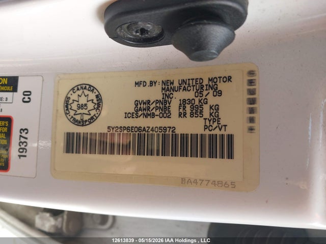 Aukcja sprzedaży 2010 Pontiac Vibe, vin: 5Y2SP6E06AZ405972, numer aukcji: 12613839