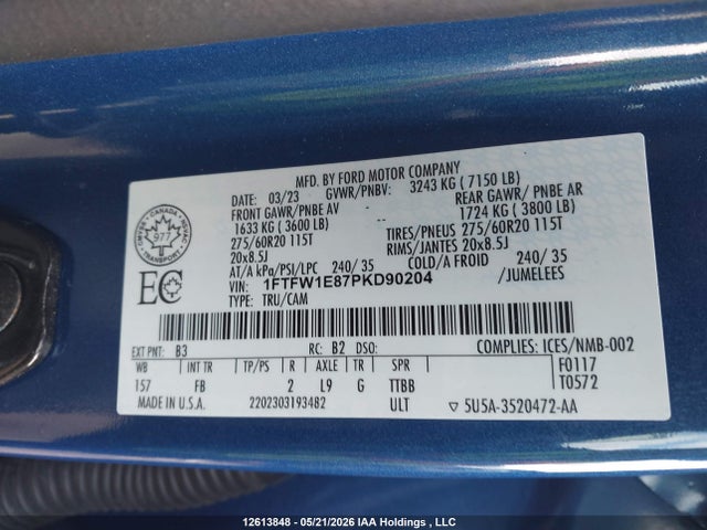 Ford F150 Supercrew 2023 1FTFW1E87PKD90204 Image 9