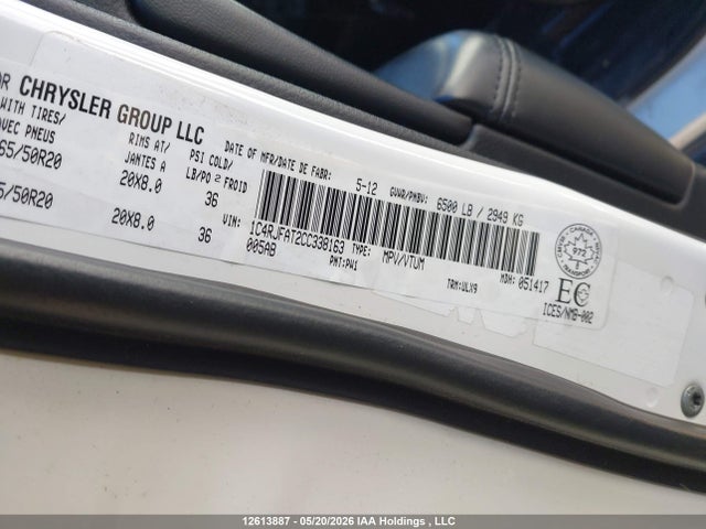 Aukcja sprzedaży 2012 Jeep Grand Cherokee Laredo, vin: 1C4RJFAT2CC338163, numer aukcji: 12613887