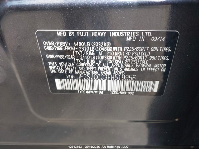 Aukcja sprzedaży 2015 Subaru Forester 2.5i Convenience Package, vin: JF2SJCCC3FH519956, numer aukcji: 12613893
