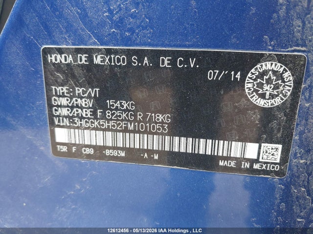 3HGGK5H52FM101053 Honda FIT LX