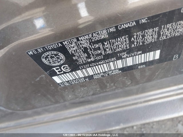 Aukcja sprzedaży 2010 Toyota Rav4, vin: 2T3ZF4DV4AW030585, numer aukcji: 12613901