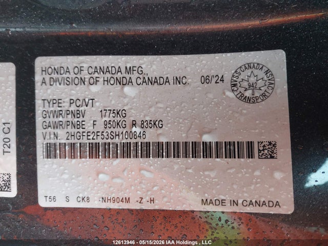 Aukcja sprzedaży 2025 Honda Civic Sport, vin: 2HGFE2F53SH100846, numer aukcji: 12613946