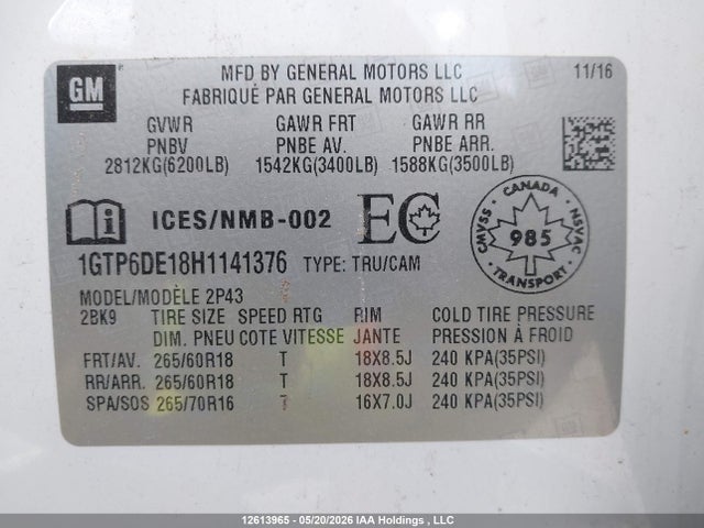 GMC CANYON SLT 2017 1GTP6DE18H1141376 Image 18