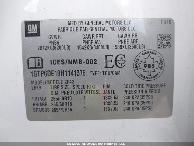 GMC CANYON SLT 2017 1GTP6DE18H1141376 Image 9