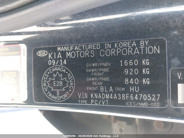 KNADM4A38F6470527 KIA Rio Ex/ex+/lx/lx+/sx