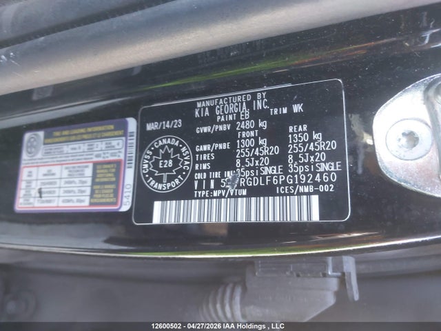 Продажа на аукционе авто 2023 Kia Sorento 2.5t X-line, vin: 5XYRGDLF6PG192460, номер лота: 12600502