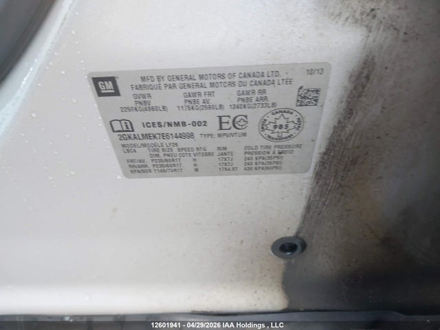 Aukcja sprzedaży 2014 Gmc Terrain, vin: 2GKALMEK7E6144998, numer aukcji: 12601941