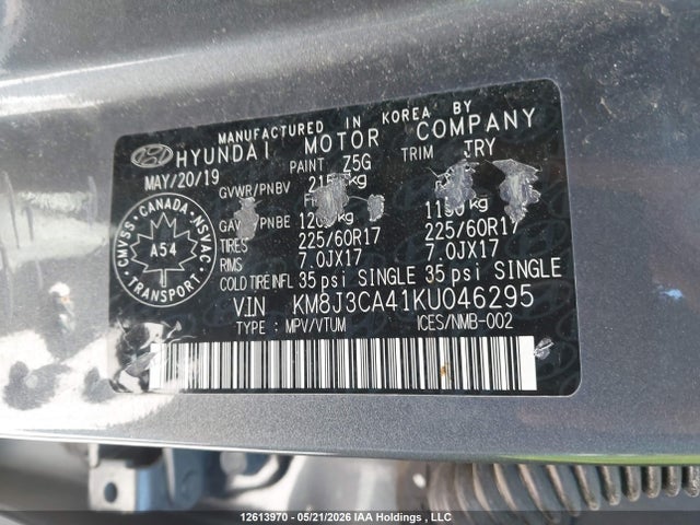 KM8J3CA41KU046295 Hyundai Tucson Preferred