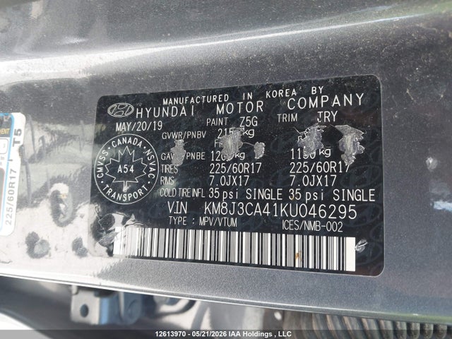 KM8J3CA41KU046295 Hyundai Tucson Preferred