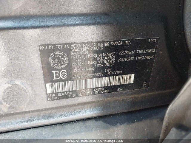 Aukcja sprzedaży 2021 Toyota Rav4 Xle, vin: 2T3W1RFV5MC169769, numer aukcji: 12613972