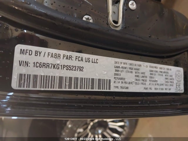 12613977 :رقم المزاد ، 1C6RR7KG1PS523792 vin ، 2023 Ram 1500 Classic Tradesman مزاد بيع