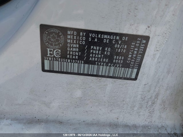 3VWE57BU5KM107929 Volkswagen Jetta 1.4 Tsi Highline