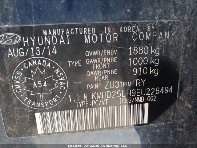 KMHD25LH9EU226494 Hyundai ELANTRA GT